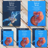 Elegant Navy Jellyfish Nautical Coastal Wedding Kaart