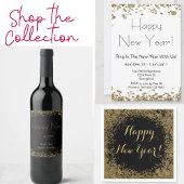 Gelukkig Nieuwjaar Eenvoudig Goud en Wit Ronde Sticker