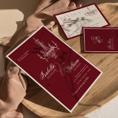 Classic Old Money Deep Red Retro Timeless Wedding Acryl Uitnodigingen