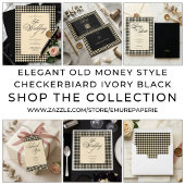 Elegant Monogram Zwart Crème Schachbrettmotief Cadeaulabel