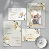 Elegante Oosterse Magnolia Trouwtafel Menu Kaart