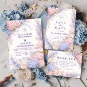 Elegante Pastel Hydrangea Bloemige Bruiloft Save The Date