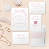 Elegante pastel roze hand getekende boog bruiloft menu