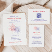 Elegant Patriotic Fireworks | 4th of July Wedding Kaart