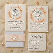 Elegante Peach Sparkle Wedding Script Kalligrafie Kaart