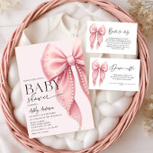 Pearl Bow is een meisje roze Baby shower Kaart