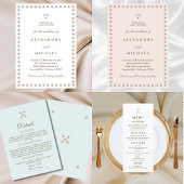 Elegant Stof Blauw Parel Bruiloft Kaart