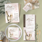 Romantische roze bloemblaadjes Prosecco Bow Vrijge Acryl Uitnodigingen