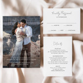 Elegante foto Moderne bruiloft All In One Uitnodiging