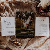 Eenvoudig zwart en wit script bedankt bruiloft ronde sticker