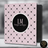 Pink & Black Bow Monogram Notebook Notitieboek