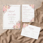 Elegante roze en ivoor Roos Spring Wedding Kaart (Personaliseer de collectie van deze zelfstandige maker.)