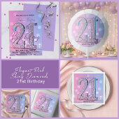 Luxe Elegante Roze Diamanten 21e Verjaardag Vierkante Sticker