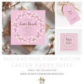Cute Pink Willow Happy Pasen Cadeaulabel