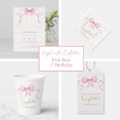 Pastel Roze Bow & Elegant Gouden Script Verjaardag Papieren Bekers