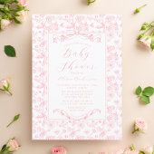 Elegante Roze Bow  Bloemen Luier Raffle Informatiekaartje