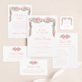 Elegant Roze Bow Meisje Baby shower Uitnodiging