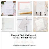 Elegante Roze Roze Calligraphy Bruidsborrel Bedankzakje