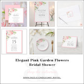 Elegante Roze Aquarel Bloemen Bruidsdiner Menu