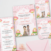 Zachte Roze Lotus Lantaarns Indische Geïnspireerde Bedankkaart