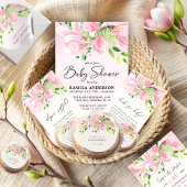 Elegant Roze Magnolia Waterverf Sip en See Kaart