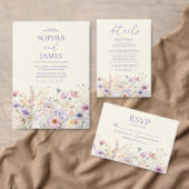 Elegante Roze Paarse Wilde Bloemenweide Bruiloft Programmakaart (Personaliseer de collectie van deze zelfstandige maker.)