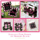 Modern zwart mooi roze rozen patroon cadeaupapier