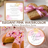 Elegant Pink Watercolor Bakery Ingredient Ronde Sticker