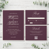 Elegante Pruim Oude Geld Huwelijk Save The Date (Personaliseer de collectie van deze zelfstandige maker.)