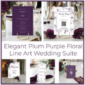 Elegante Pruim Paarse Monogram Uitnodiging Uitnodigingen Wikkel