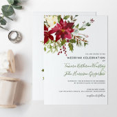 Elegant kerstbruiloft Red Poinsettia Greenery Ronde Sticker