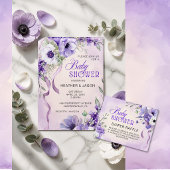 Elegante paarse bloemige babyshower ronde sticker