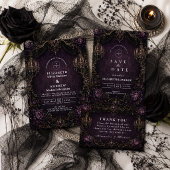 Elegante Paarse Goth Huwelijk Save The Date