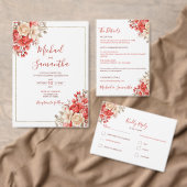 Elegant rood en ivoor Roos bruiloft Kaart (Personaliseer de collectie van deze zelfstandige maker.)