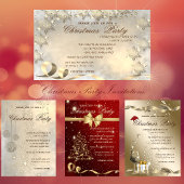 Elegant Goud Hart, Rode Kerstmis Ornamenten Ronde Sticker