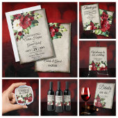 Elegant Donkerrood Bloemen Gothic Bruiloft Plaatsk Kaart