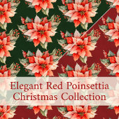 Elegant Red Poinsettia Kerstmis Cadeaupapier