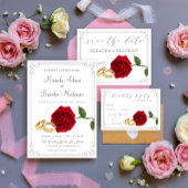 Elegante rode rozen bruiloft Save the Date Kaart