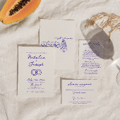 Moderne grillige Retro  70s bruiloft details Informatiekaartje