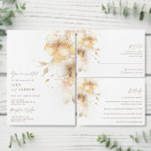 Eenvoudige Herfst bloemenbruiloft Kaart (Personaliseer de collectie van deze zelfstandige maker.)