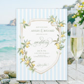 Mediterranean Lemon Coastal Stripe Wedding Kaart