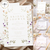 Elegante Romantische Wilde Bloem Bruidsbruiloft Etiket