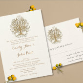 Gold Enchanted Forest Wedding Invitation Kaart