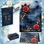 Elegant roos arrangement met goudkleurig blad servet