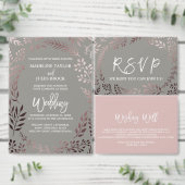 Elegant Roos Gold & Gray Menu Keuze RSVP-Briefkaar (Personaliseer de collectie van deze zelfstandige maker.)