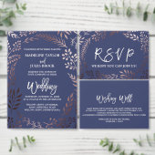 Elegant Roos Gold and Navy Wedding Program Programmakaart (Personaliseer de collectie van deze zelfstandige maker.)