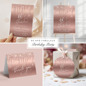 Elegant Roos Gouden Glitter 60ste Verjaardagsfeest Uitnodiging Briefkaart