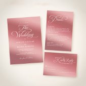 Modern White Script Typography Rose Gold Wedding Kaart