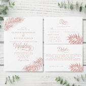 Palm Leaf Tropical Roos Gold White Wedding Website Informatiekaartje (Personaliseer de collectie van deze zelfstandige maker.)