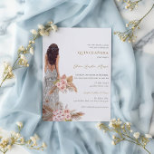 Elegante Roos Pampas Grass Dress Quinceanera Kaart